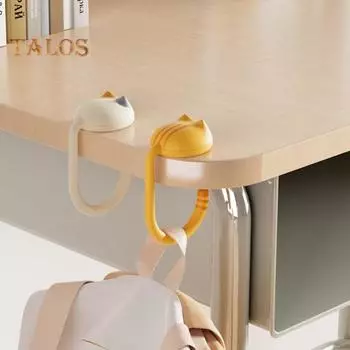 1/2шт крючки для стола вешалки для сумок забавный дизайн кота прочные несущие нагрузку простые в установке держатели для сумок крючки для сумок на столе 1pc жёлтый