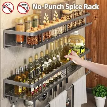 1/2шт настенная полка для специй без сверления кухонный органайзер для специй с крючком полка для хранения специй ванная комната кухонная полка для хранения