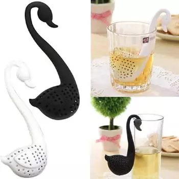 1/2шт силиконовые заварники для рассыпного чая, заварник для чая в виде милого лебедя, заварник для рассыпного чая, фильтр для рассыпного чая, ситечко для чая, аксессуары для чайной посуды чёрный