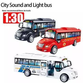 1:30 инерционных скользящих школьных автобусов, модель автомобиля, имитация звука и света, музыка, обучающая игрушка, автобус, автомобиль, игрушка, подарок на день рождения для детей