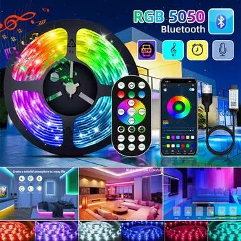 1-30 м USB светодиодные ленты RGB 5050 Bluetooth лента для комнаты светодиодные Luces гибкая лента лампа настольный экран ТВ фоновое освещение 3K Controller 0.5M