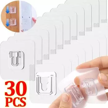 1-30 шт. самоклеящиеся настенные крючки прозрачный двухсторонний крючок для кухни ванной комнаты вешалка для хранения присоска держатель домашний органайзер 1 Set
