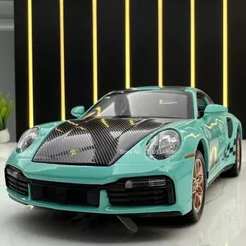 1:32 911 Turbo S игрушечная модель легкосплавного автомобиля, литой металлический корпус, суперспортивный автомобиль с функцией инерционного движения, игрушки для детей, подарки синий