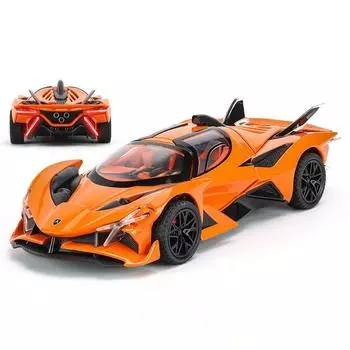 1/32 Apollo EVO игрушечная модель автомобиля из сплава, литая под давлением, изысканный дизайн интерьера, задние колеса, инерционные транспортные средства, мальчик коллекционирует подарок оранжевый