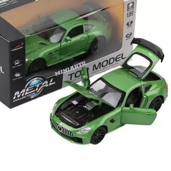 1/32 BENZ AMG GTR Игрушечная модель автомобиля Металлическая игрушка Спортивная машина Звуковые и световые игрушки Инерционный двигатель Mustang Модель автомобиля Детские игрушки Подарки для мальчиков зелёный