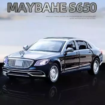 1/32 Benz Maybach S650 Модель автомобиля Игрушка Литой лимузин Моделирование транспортных средств Звук Свет Резиновые шины Игрушки Подарки на день рождения для мальчиков