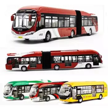 1: 32 большая двухсекционная модель автобуса, шарнирно-сочлененный экскурсионный автобус, электрическая звуковая и световая игрушка, подарок на день рождения для мальчика