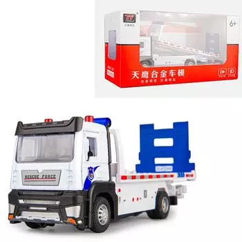 1/32 бортовой грузовик с фрикционным приводом, полицейская машина, игрушка со светом и звуками, строительная игрушка «нажми и иди», эвакуатор, отличный подарок для малышей