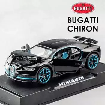 1/32 Bugatti литой под давлением сплав модель автомобиля металлический имитатор инерционный игрушечный спортивный автомобиль для мальчика акустооптический с открывающейся дверью подарочный игрушечный автомобиль