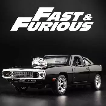 1/32 Dodge Charger The Fast and The Furious Модели легкосплавных автомобилей Детские игрушки для детей Классические металлические автомобили чёрный