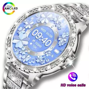 1,32-дюймовый экран 360*360 HD для женщин, умные часы True Blood Oxygen Chibear, модный браслет с бриллиантами, Bluetooth-звонки, умные часы для женщин