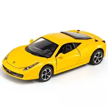 1/32 Ferrari 458 Supercar Alloy Muscle Car Модель Звук и Свет Инерционный Детская Игрушка Коллекционные Изделия Подарок На День Рождения жёлтый