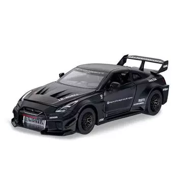 1/32 GTR-CSR2 Модель легкосплавного автомобиля с инерционным механизмом, коллекционная гоночная игрушка для детей, забавный подарок автолюбителю чёрный