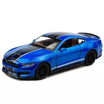 1/32 High Simulation Supercar Ford Mustang Shelby GT350 Модель автомобиля из сплава, игрушечная машинка для детей с 4 открытыми дверями, детские подарки синий