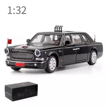 1/32 HONGQI L5 Parade, 70-летие, модель автомобиля, игрушка, имитация роскошного звука и света, коллекция автомобилей, подарки для детей 1/32-Size:16*6.5*4.5cm чёрный