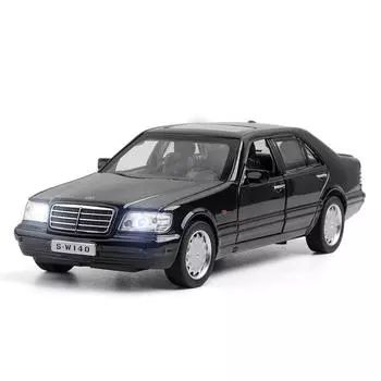 1/32 Классический Benz S-W140 литой под давлением модель автомобиля игрушки металлический корпус резиновые шины транспортные средства со звуком свет двери открываются для подарков мальчик