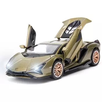 1/32 Lambo Sian FKP37 модель автомобиля игрушка детский звук и свет откатной автомобиль из цинкового сплава литые игрушки для детей подарок для мальчиков и девочек 1/32-Size:16*7.5*4cm зелёный