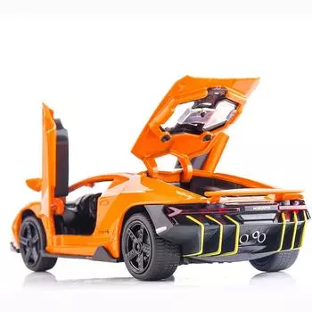 1:32 Lamborghini LP770, модель автомобиля, игрушка, со звуком и светом, откатной автомобиль, игрушки из цинкового сплава для детей, подарок для мальчиков и девочек 15.4*6.7*4cm чёрный