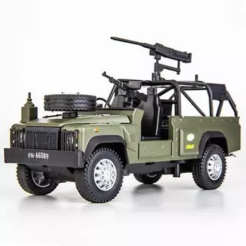 1/32 Land Rover Defender, модель разведывательного автомобиля из сплава, литой под давлением металл, военный боевой внедорожник, модель бронированного автомобиля, детская игрушка в подарок 1/32-Size:16*7*6cm