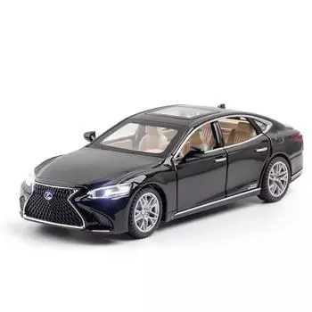 1/32 Lexus LS500H Игрушечная машинка для детей, литая под давлением, миниатюрная модель, открывающиеся двери, звук и свет, коллекция, подарок для мальчика