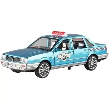 1/32 литой автомобиль для такси Santana, модель автомобиля из сплава, световой звуковой эффект, игрушка с откатом для детей, подарки 1/32-Size:15.5*6*6cm синий