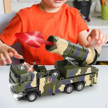 1/32 Литой грузовик со светом и звуком, научная выставочная модель, украшение для стола, коллекционная для детей rocket launcher