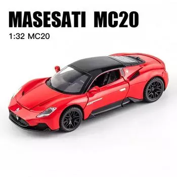 1/32 Maserati MC20 литая модель автомобиля игрушки литые металлические имитации со светом и звуком супер спортивные транспортные средства для мальчиков подарки на день рождения красный