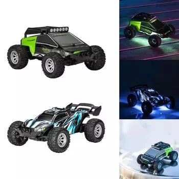 1/32 Машинка с дистанционным управлением 2.4GHz Встроенный двойной светодиодный свет 4WD Мальчик Игрушка Подарки AU 2 batteries синий