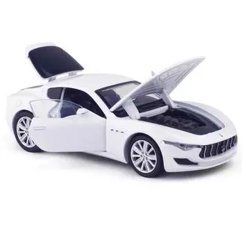 1/32 масштаб Alfieri Coupe, литая под давлением модель автомобиля, игрушечный автомобиль с откатным механизмом, звуком и светом для детей, коллекция подарков для мальчиков и девочек 1/32-14.5x5.8x3.5cm белый
