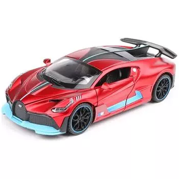 1/32 масштаб Bugatti Divo, литая под давлением модель автомобиля, игрушечный автомобиль с откатным механизмом, звуком и светом для детей, коллекция подарков для мальчиков и девочек 1/32-16x6.5x3.5cm красный