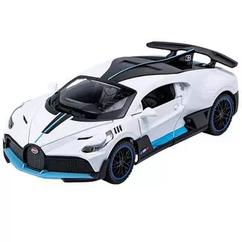 1/32 масштаб Bugatti Divo, литая под давлением модель автомобиля, игрушечный автомобиль с откатным механизмом, звуком и светом для детей, коллекция подарков для мальчиков и девочек 1/32-14.8x6.4x3.6cm белый