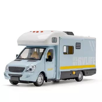 1/32 Масштаб Camper RV игрушки для дома на колесах, литой под давлением металлический автомобиль для отдыха ролевые игры откатная модель автомобильные двери и тент открытый свет звук для мальчиков и девочек 1/32-Size:21.5*9.5*7.5cm