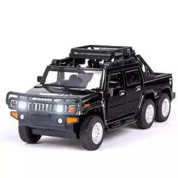 1/32 масштаб Hummer 6x6 пикап литой внедорожный автомобиль металлическая модель со светом и звуком Orv инерционные игрушки красный