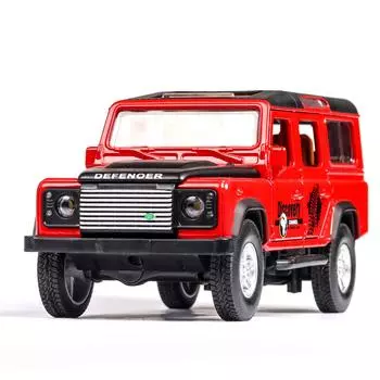 1/32 масштаб Land Rover Defender, литая под давлением модель автомобиля, игрушечный автомобиль с откатным механизмом, звуком и светом для детей, коллекция подарков для мальчиков и девочек 1/32-15x6.5x6.2cm красный