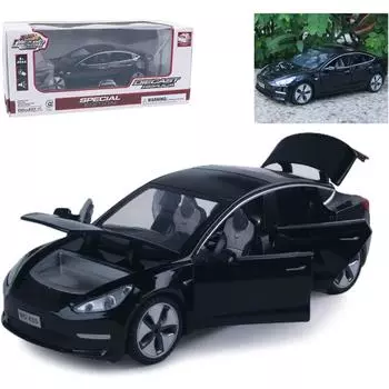 1/32 масштаб Tesla Model 3 литая модель автомобиля игрушечные машинки, инерционная машинка из литого сплава со светом и музыкой, мини-машинки игрушки для детей подарок 1/32-Size:15*6*4.5cm