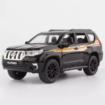 1/32 масштаб Toyota Land Cruiser Prado модель автомобиля из сплава, внедорожники, литые игрушки, моделирование со звуком и светом, подарок для детей 1/32-16.2x6.5x6cm чёрный