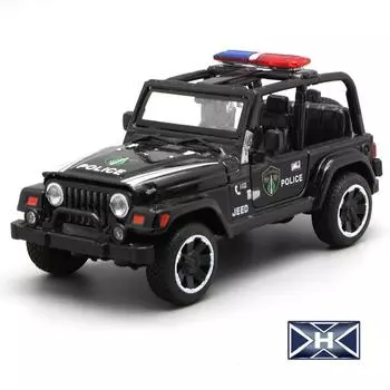 1/32 масштаб, военный джип, литая под давлением модель автомобиля, игрушечный автомобиль с откатом, звуком и светом для детей, коллекция подарков для мальчиков и девочек 1/32-15x9x7cm чёрный