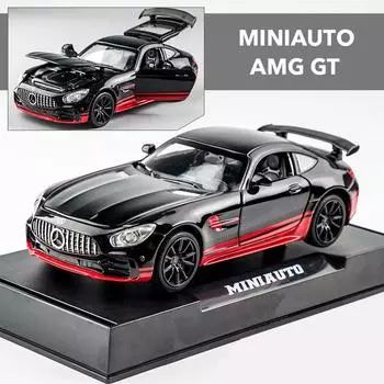1:32 масштаба Benz AMG GTR, модель спортивного автомобиля, игрушка, литье под давлением, модель автомобиля из сплава, транспортные средства с откатным механизмом, игрушки для малышей, подарок для мальчиков и девочек 1/32-15x6.7x4.5cm чёрный/красный