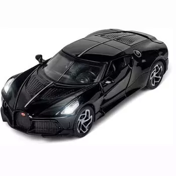 1:32 масштаба Bugatti La Voiture Noire, модель спортивного автомобиля, игрушки, литой спортивный автомобиль из сплава, модель из углеродного волокна, автоматическая игрушка со звуком и светом, расстегнутая молния 1/32-14.9x6.6x3.7 cm