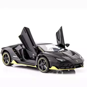 1:32 масштаба Lambo LP770, литая под давлением модель автомобиля из сплава, игрушечная модель автомобиля с откатным механизмом, звуком и светом для детей, взрослых, подарочная коллекция 15.4x6.7x4cm матовый черный