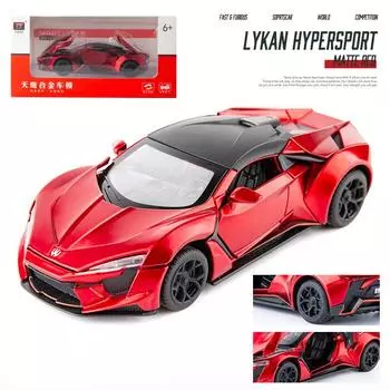 1:32 масштаба Lykan Hypersport, сплав, откидная модель автомобиля, литая под давлением модель, декоративные, мини-транспортные средства, игрушки для детей, парней и молодых людей, подарок 1/32-16x7x4.5cm