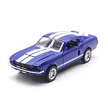 1/32 масштабная игрушечная модель автомобиля для Ford Mustang, винтажная литая под давлением модель автомобиля из сплава, классическая копия автомобиля с откидной спинкой для детей, подарок 1/32-Size:12.8*3.5*4.8cm синий
