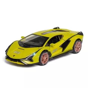 1:32-масштабная модель автомобиля Lambo Sian, игрушечный автомобиль с откидным механизмом из цинкового сплава со звуком и светом для детей, мальчиков и девочек, реплики масштабных моделей автомобилей из коллекции автомобилей