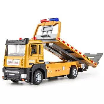 1/32 масштабная модель бортового прицепа из сплава, яркий цвет, игрушка-платформа-грузовик со светом и музыкой для детей 1/32-Size:19.5*7*5.7cm жёлтый