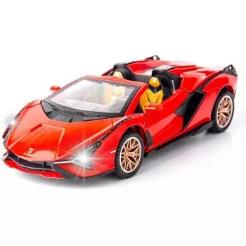 1:32-масштабный кабриолет Sian FKP37, литая под давлением модель автомобиля, игрушечный автомобиль с откатным механизмом, звуком и светом, дверь может быть открыта для детей, подарок для маленьких мальчиков и девочек 1/32-16x7.2x4cm красный