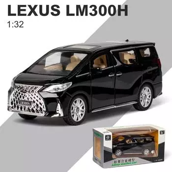 1:32-масштабный Lexus LM300H из сплава, металлический автомобиль с откидной спинкой, литая автомобильная игрушка со звуком и светом, коллекция дверей, которую можно открыть, для подарочной куклы 1/32-15.5x7x6cm
