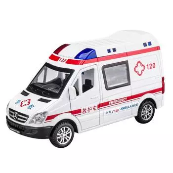 1:32 Mercedes Benz Ambulance Model with Sound, Light, and Pull-Back Features - Children s Toy