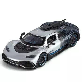1/32 Mercedes-Benz ONE AMG Supercar Модель легкосплавного автомобиля Звук и свет Детская игрушка Коллекционные предметы Подарок на день рождения серебряный