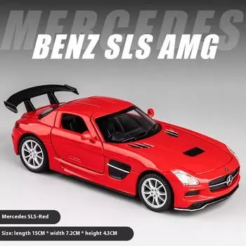 1:32 Mercedes Benz SLS AMG супер спортивный автомобиль литой модели автомобиля звук и свет детская игрушка украшения мальчик подарок коллекция хобби красный