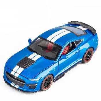 1/32 Mustang GT500 Supercar литая модель автомобиля с инерционным механизмом коллекционная декоративная игрушка для детей новогодние подарки белый
